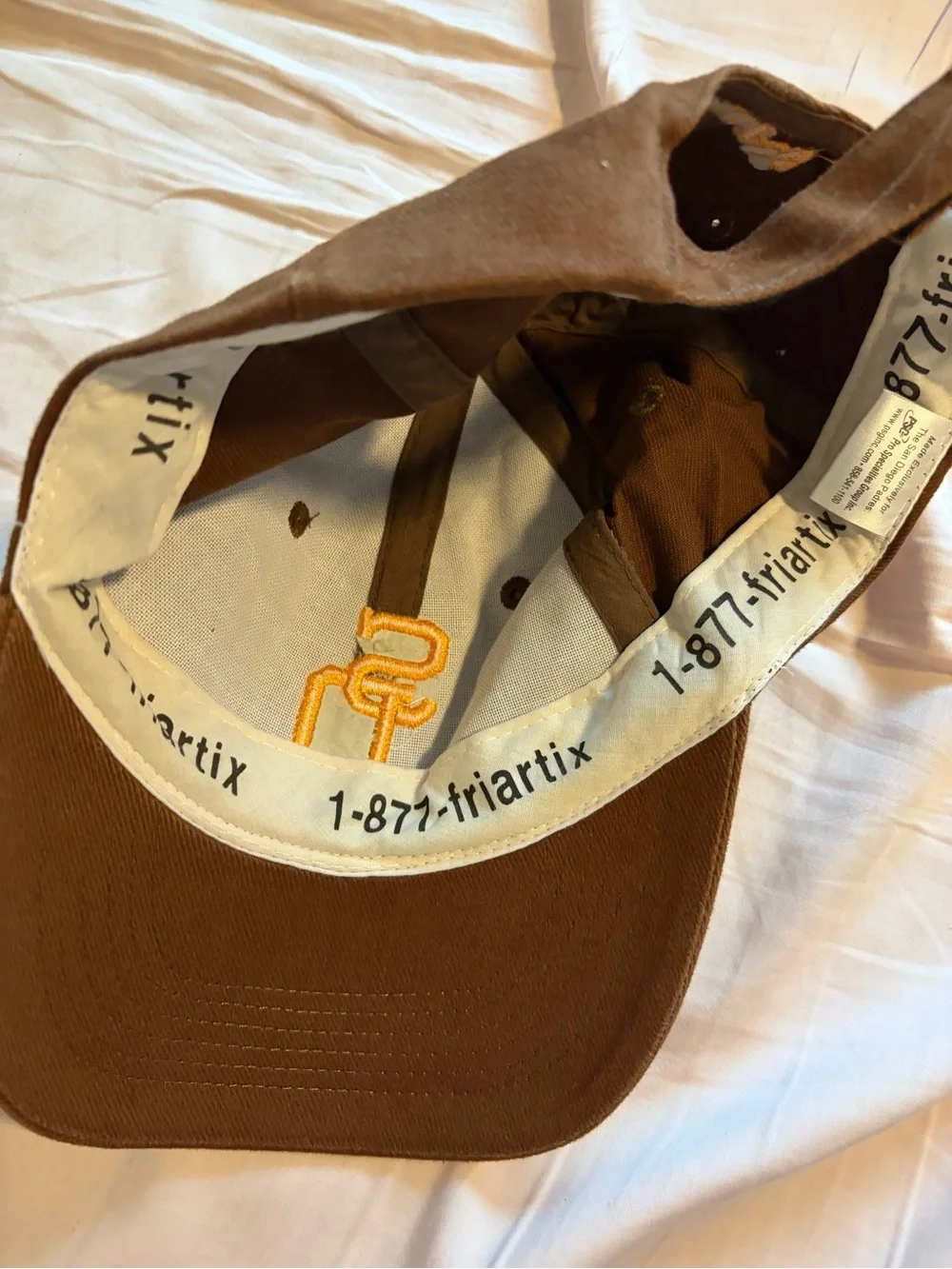 San Diego Padres MLB SGA 1980s Throwback Hat Cap Giveaway Friar Tix Brown Gold